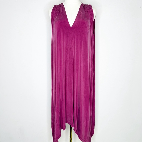 Anthropologie Eri Ali Mauve Pink Cupro Relaxed Shirt Dress Size Medium - Picture 9 of 9